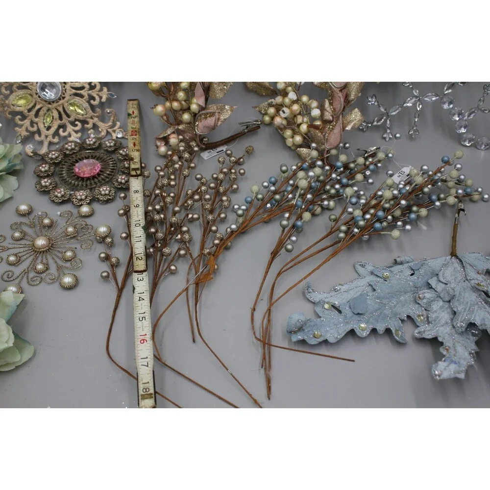 18 Pcs Branches, Flowers, Stems Huge Ornament Lot Vintage-Inspired At Home Magic